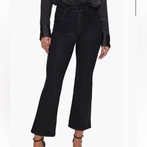 Good American Coated High Waist Crop Bootcut Jeans Black001 Size 8 NWT